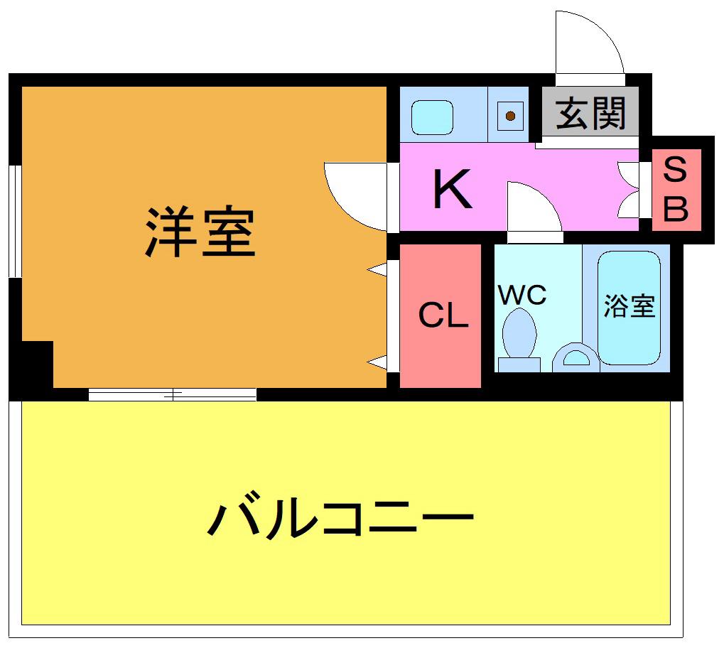 CUBE浦安(1K/4階)の間取り写真