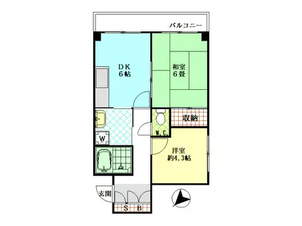 パル平和台(2DK/3階)の間取り写真