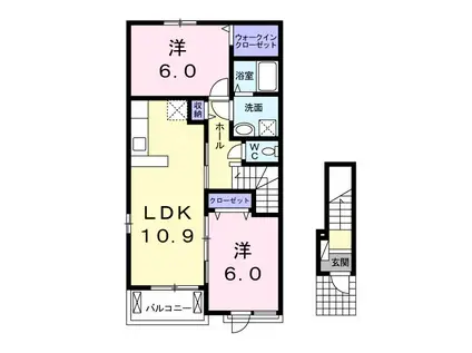 ビッグ・ツリー IIB 中野 2LDK(2LDK/2階)の間取り写真