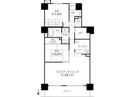 宝マンショングランスクエア名駅(2SLDK/14階)の間取り写真