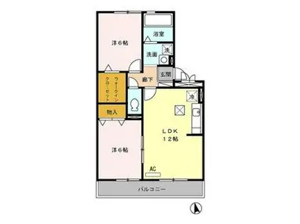 サントゥールA(2LDK/1階)の間取り写真