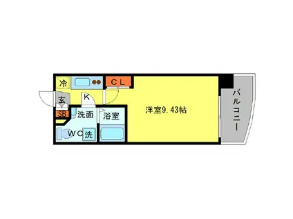 SERENITE天六西(1K/4階)の間取り写真