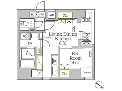 アジールコート松濤(1LDK/1階)の間取り写真