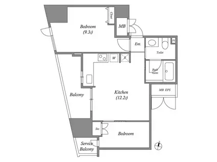 CAVANA麻布台(2LDK/13階)の間取り写真