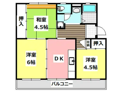 陽和台第42棟(3DK/4階)の間取り写真