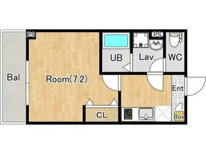 ジーメゾン所沢若狭エスポワール(1K/3階)の間取り写真
