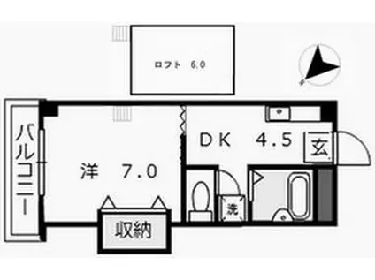 リバープール桟一(1DK/5階)の間取り写真