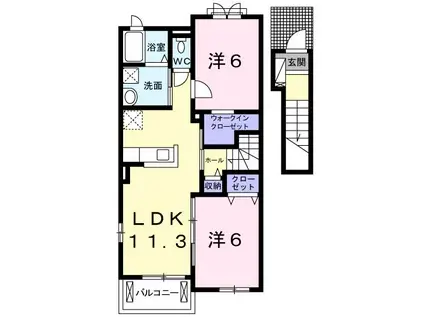 ランドマーク315 B(2LDK/2階)の間取り写真