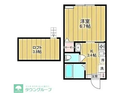 LOSA(1K/2階)の間取り写真