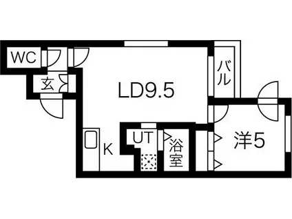 CALME 令 北8条(1LDK/5階)の間取り写真