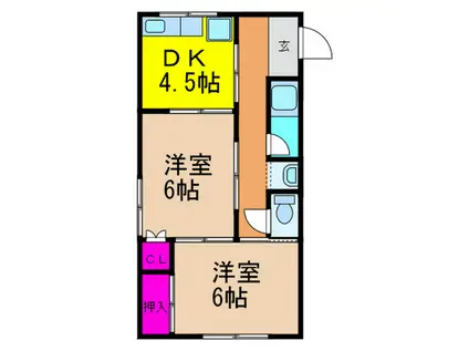 シャトーヤスミマンションA棟(2DK/3階)の間取り写真