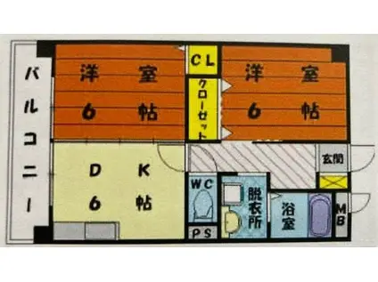 プライムスペース24(2DK/2階)の間取り写真