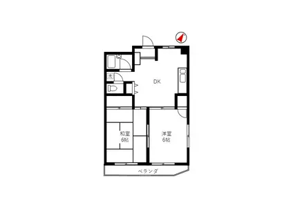 カメリヤマンション第1(2DK/2階)の間取り写真
