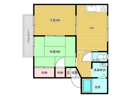 エスポルトハイツ湯田B棟(2DK/1階)の間取り写真
