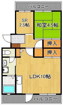 オアシス中曽根(1LDK/1階)の間取り写真