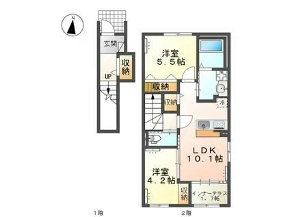 シェーンハイムB(2LDK/2階)の間取り写真