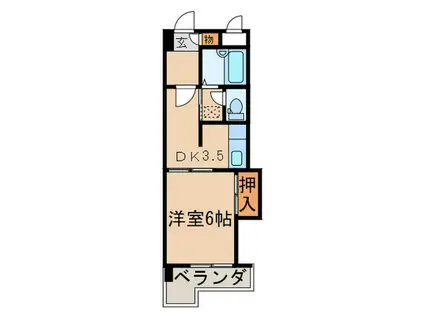 サンシャインビル(1DK/3階)の間取り写真