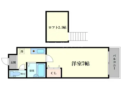 レスポワル新町(1K/2階)の間取り写真