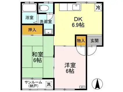 ライムハイツ(2DK/2階)の間取り写真