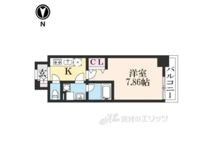 CAVANA九条烏丸(1K/5階)の間取り写真