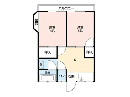 YKC久那(2DK/2階)の間取り写真