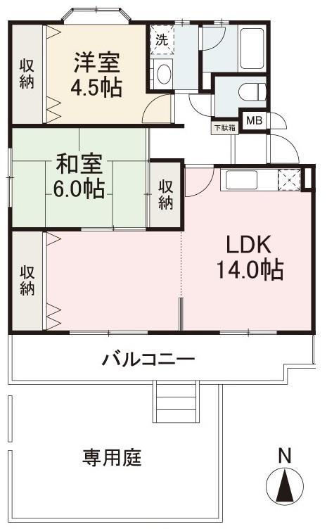リッチアイランドII(2LDK/1階)の間取り写真