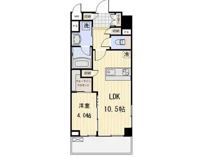 プロスペクト恩賜公園(1LDK/4階)の間取り写真