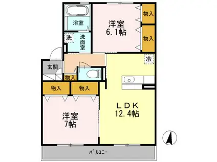 サンクレール(2LDK/1階)の間取り写真