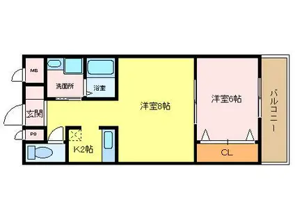 セカンドパレス(1LDK/1階)の間取り写真