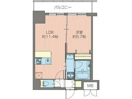ORSUS新大阪(1LDK/3階)の間取り写真