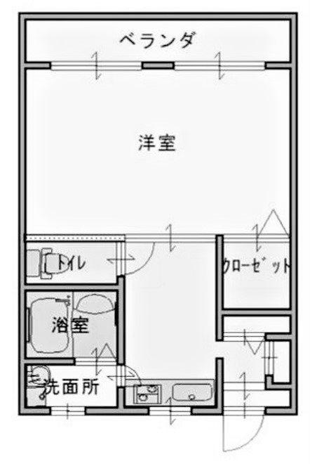 かぎ屋ビル(1K/3階)の間取り写真