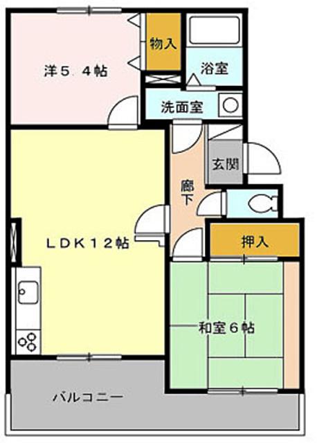 エスポワール東大和(2LDK/1階)の間取り写真