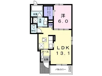 ルピナスII(1LDK/1階)の間取り写真