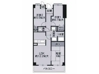 ウエストヒルズI(3LDK/2階)の間取り写真