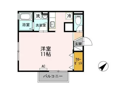 リビングタウン塩冶 A棟(ワンルーム/2階)の間取り写真