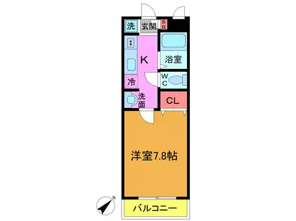 VILLA LA MER(1K/2階)の間取り写真