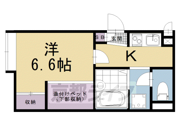 レオパレス三条東山(1K/2階)の間取り写真