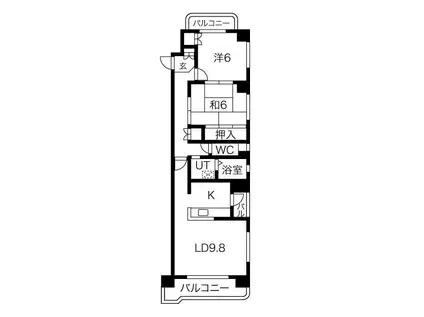 サンシャイン石刀(2LDK/4階)の間取り写真