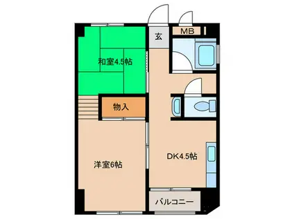 ヤマコ第一ビル(2DK/6階)の間取り写真
