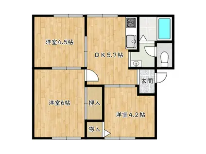 ISE伊勢二田町7604(3DK/1階)の間取り写真