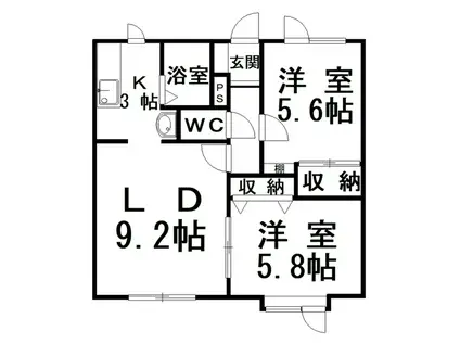 ヘレンハウスヴァルム(2LDK/1階)の間取り写真