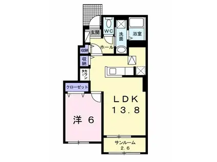 コスモス(1LDK/1階)の間取り写真