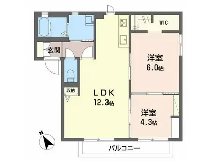 ボヌール誠(2LDK/2階)の間取り写真
