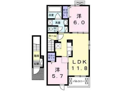 サンシャイン 5(2LDK/2階)の間取り写真