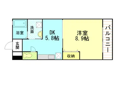 ドルチェヴィータ(1DK/4階)の間取り写真