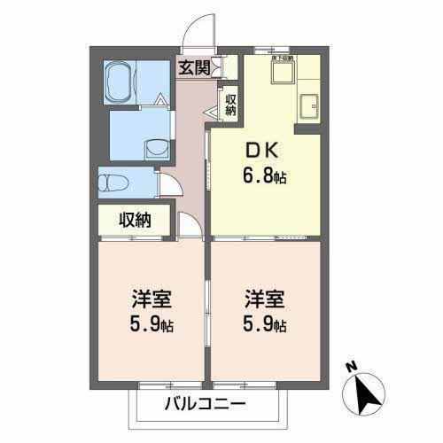 セフィラK・T(2DK/1階)の間取り写真