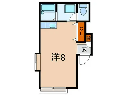 ハピネス六甲篠原(ワンルーム/2階)の間取り写真