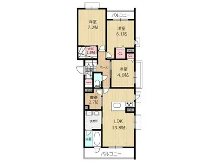 シャーメゾン鏡新開(3SLDK/2階)の間取り写真