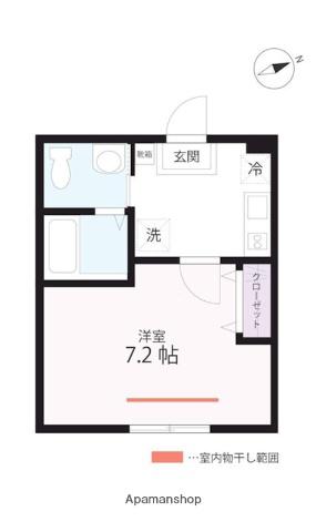 QUIET CRAB HOUSE MIX山手II(1K/1階)の間取り写真
