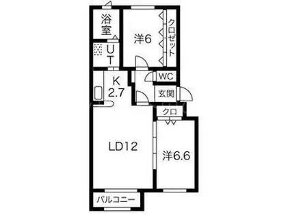 カレラ山鼻(2LDK/1階)の間取り写真